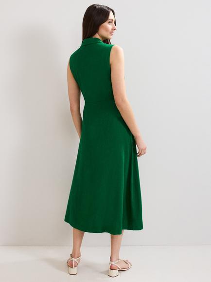 Phase Eight Becky Linen Blend Sleeveless Midi Dress, Green - view 2, Green
