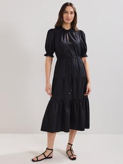 Phase Eight Jen Cotton Tiered Midi Dress, Black, Black