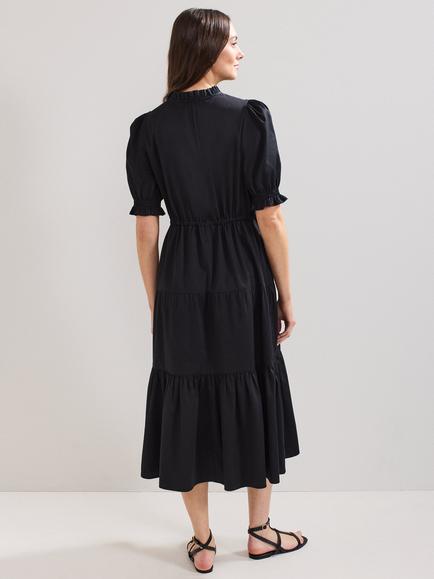 Phase Eight Jen Cotton Tiered Midi Dress, Black - view 2, Black
