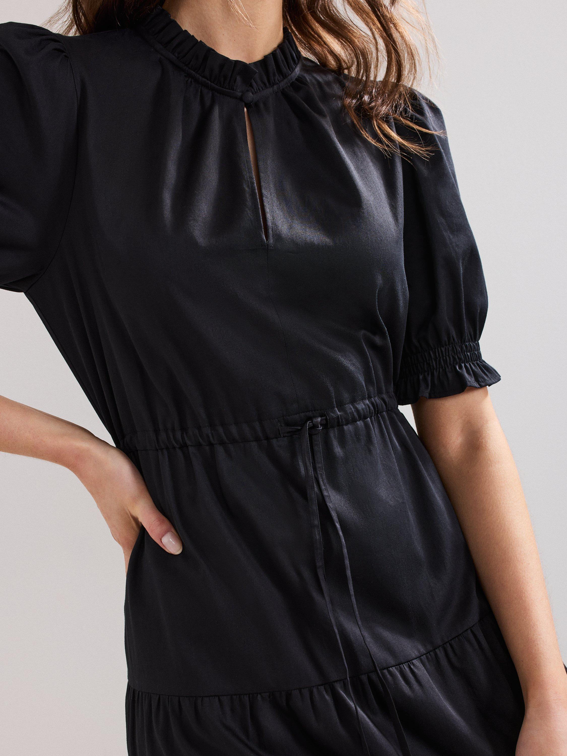 Product image 7 of 10, which shows Phase Eight Jen Cotton Tiered Midi Dress, Black, 6