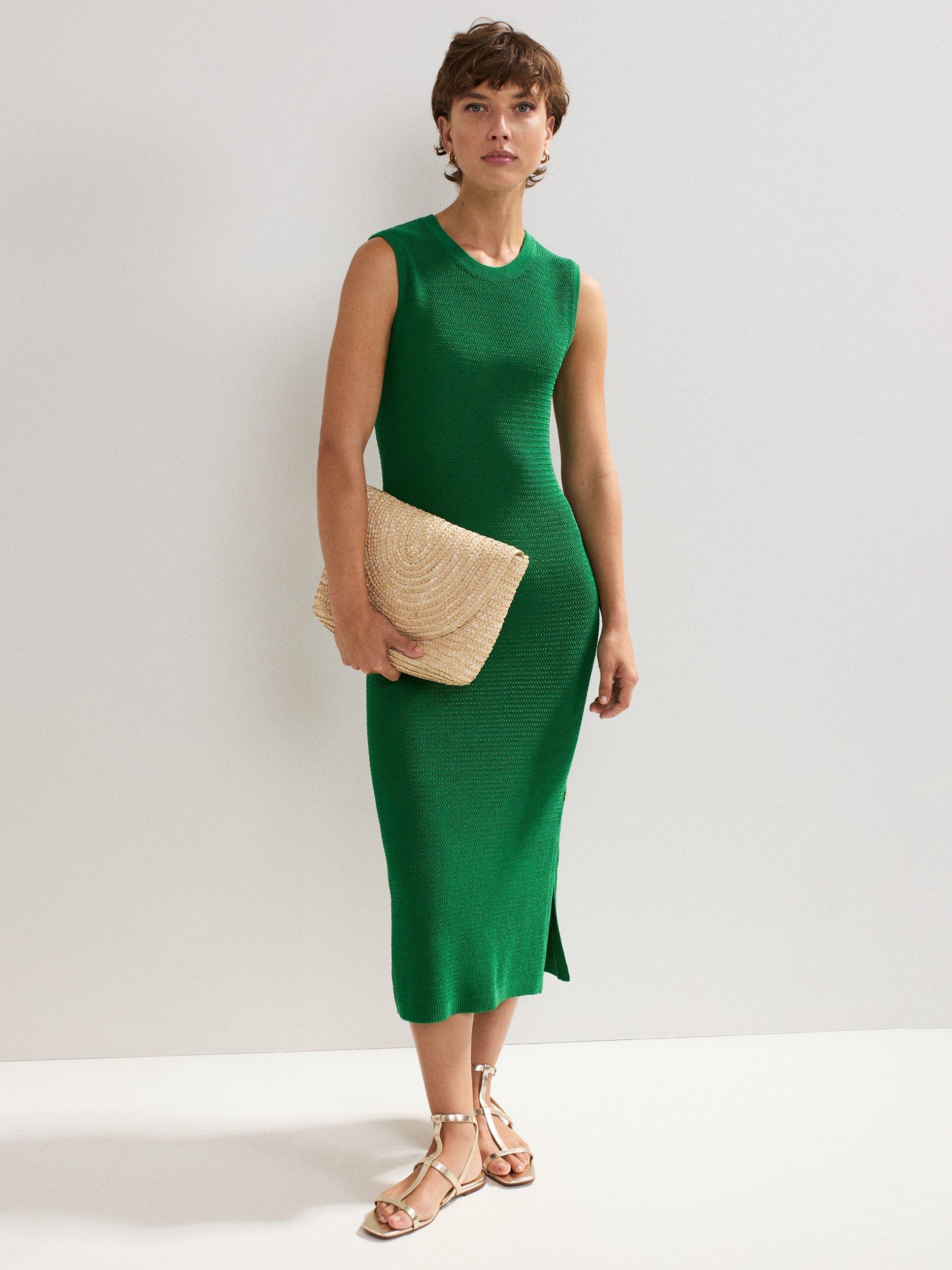Product image 1 of 8, which shows Phase Eight Kacie Crochet Midi Dress, Green, 8