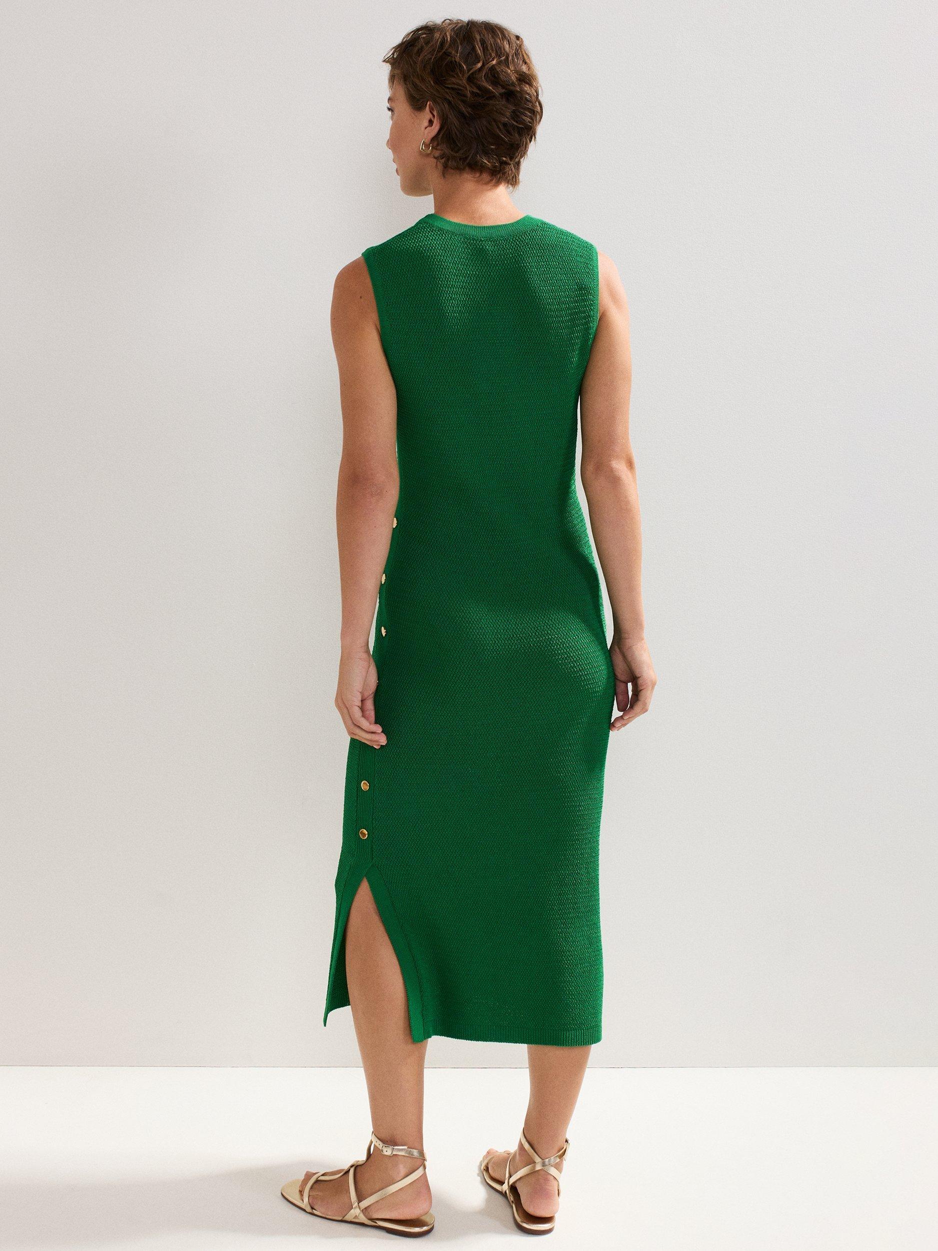 Product image 2 of 8, which shows Phase Eight Kacie Crochet Midi Dress, Green, 8