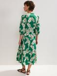 Phase Eight Louisa Palm Print Cotton Midi Dress, Green