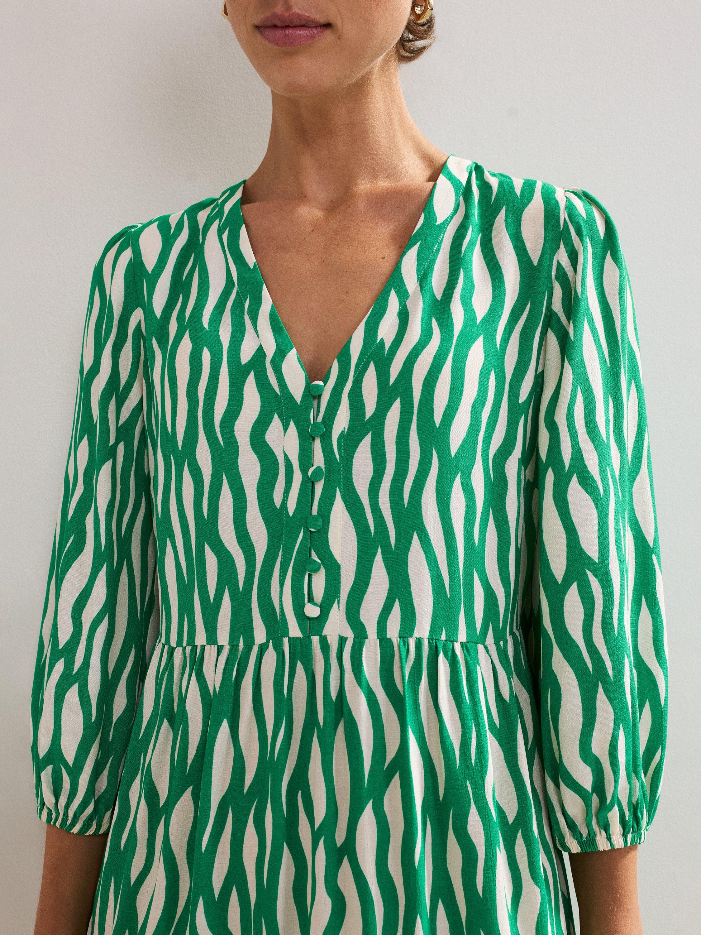 Product image 7 of 7, which shows Phase Eight Penele Abstract Print Mini Dress, Green, 8
