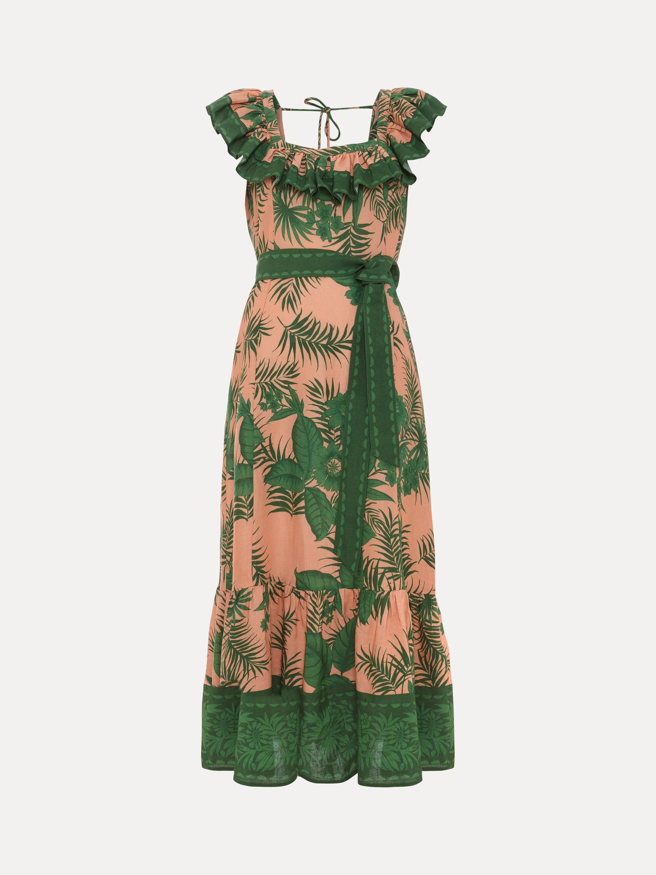 【関税込】PhaseEight ドレス☆Sandra Linen Blend Floral Midi Phase Eight Sandra Linen Blend Floral Midi Dress, Coral