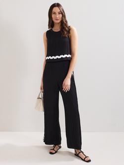 Phase Eight Audrey Contrast Trim Jumpsuit containing LENZING™ ECOVERO™ Viscose, Black