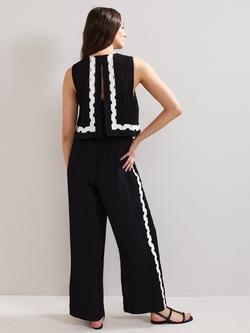 Phase Eight Audrey Contrast Trim Jumpsuit containing LENZING™ ECOVERO™ Viscose - view 2, Black