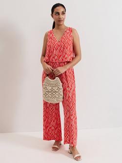 Phase Eight Petite Loren Abstract Jumpsuit, Pink/Red, Pink/Red