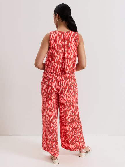 Phase Eight Petite Loren Abstract Jumpsuit, Pink/Red - view 2, Pink/Red