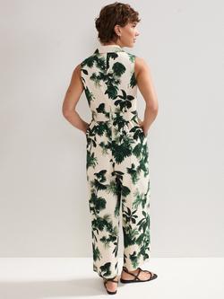 Phase Eight Tullisa Denim Palm Print Jumpsuit, Cream - view 2, Cream