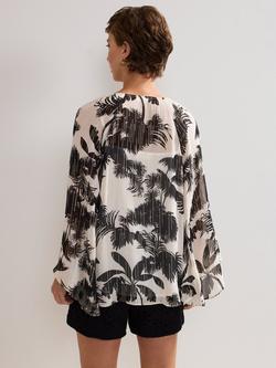 Phase Eight Simi V-Neck Palm Print Blouse, Black - view 2, Black