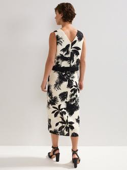 Phase Eight Vittoria Linen Blend Leaf Print Skirt, Black/Ivory - view 2, Black/Ivory