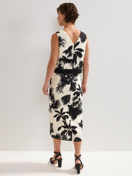Phase Eight Vittoria Linen Blend Leaf Print Skirt, Black/Ivory - view 2, Black/Ivory