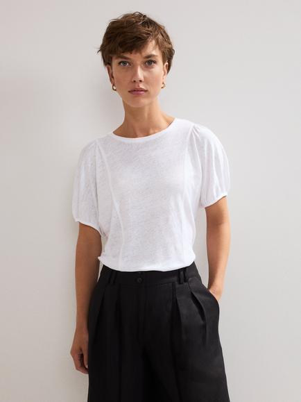 Phase Eight Arabel Linen T-Shirt, White, White
