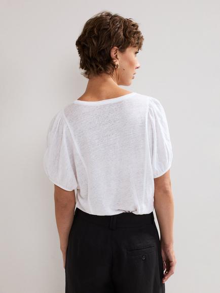Phase Eight Arabel Linen T-Shirt, White - view 2, White