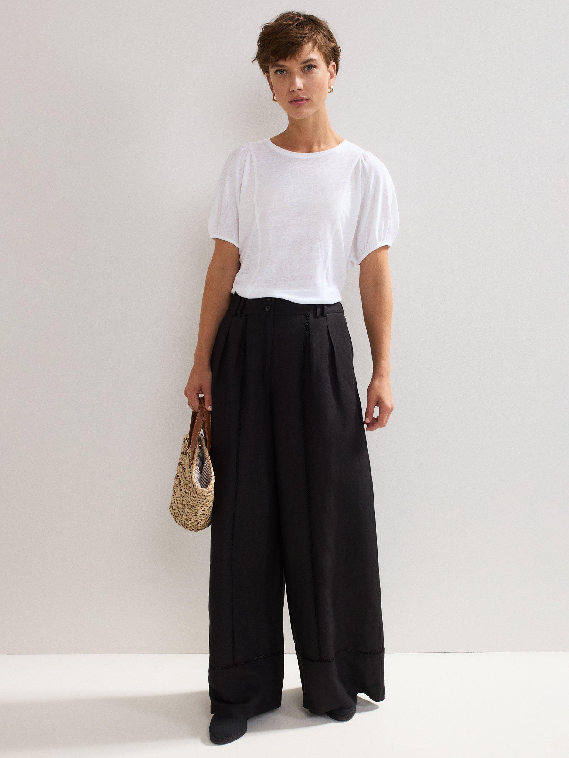 Product image 3 of 11, which shows Phase Eight Arabel Linen T-Shirt, White, 8