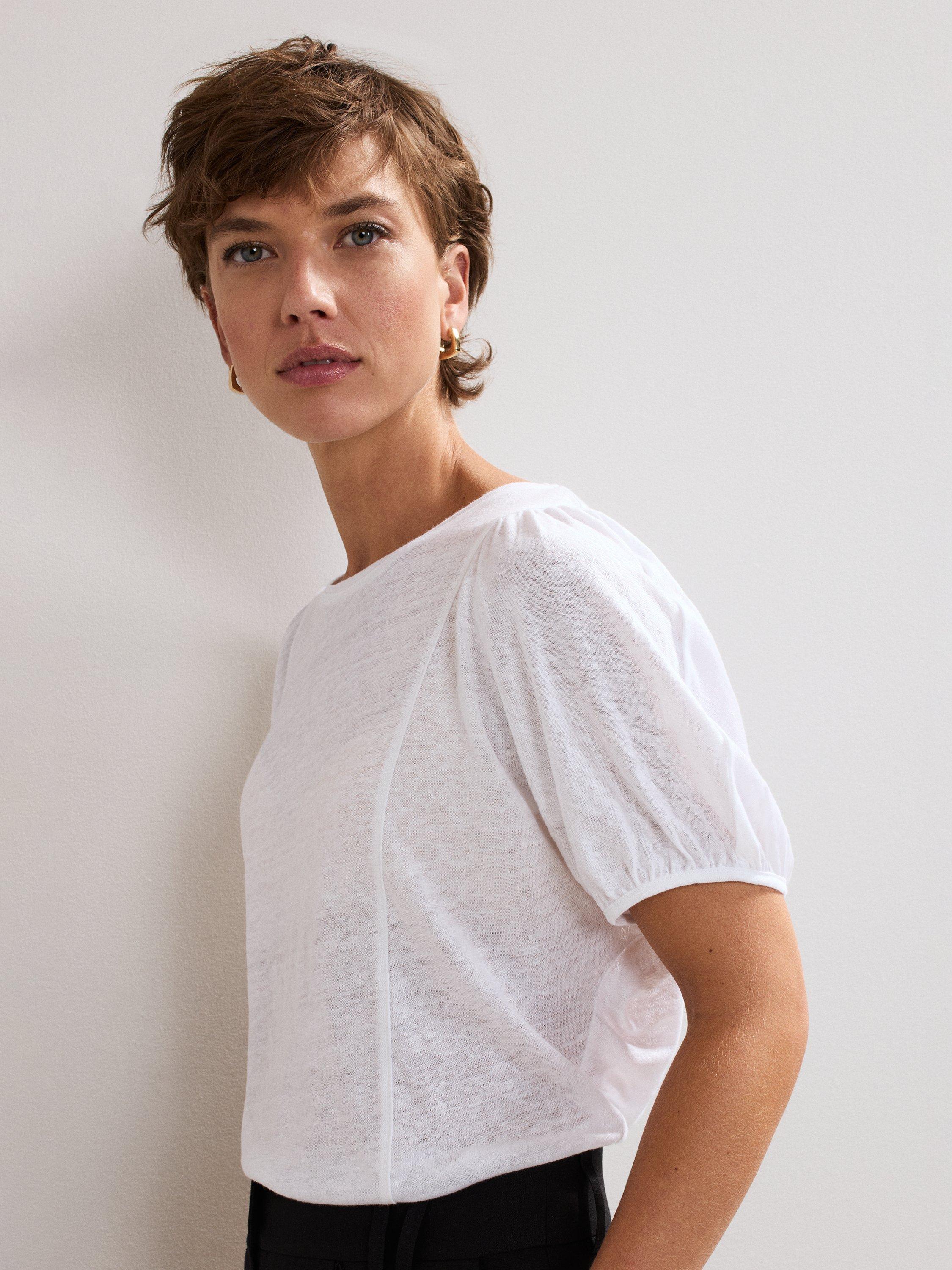 Product image 4 of 11, which shows Phase Eight Arabel Linen T-Shirt, White, 8