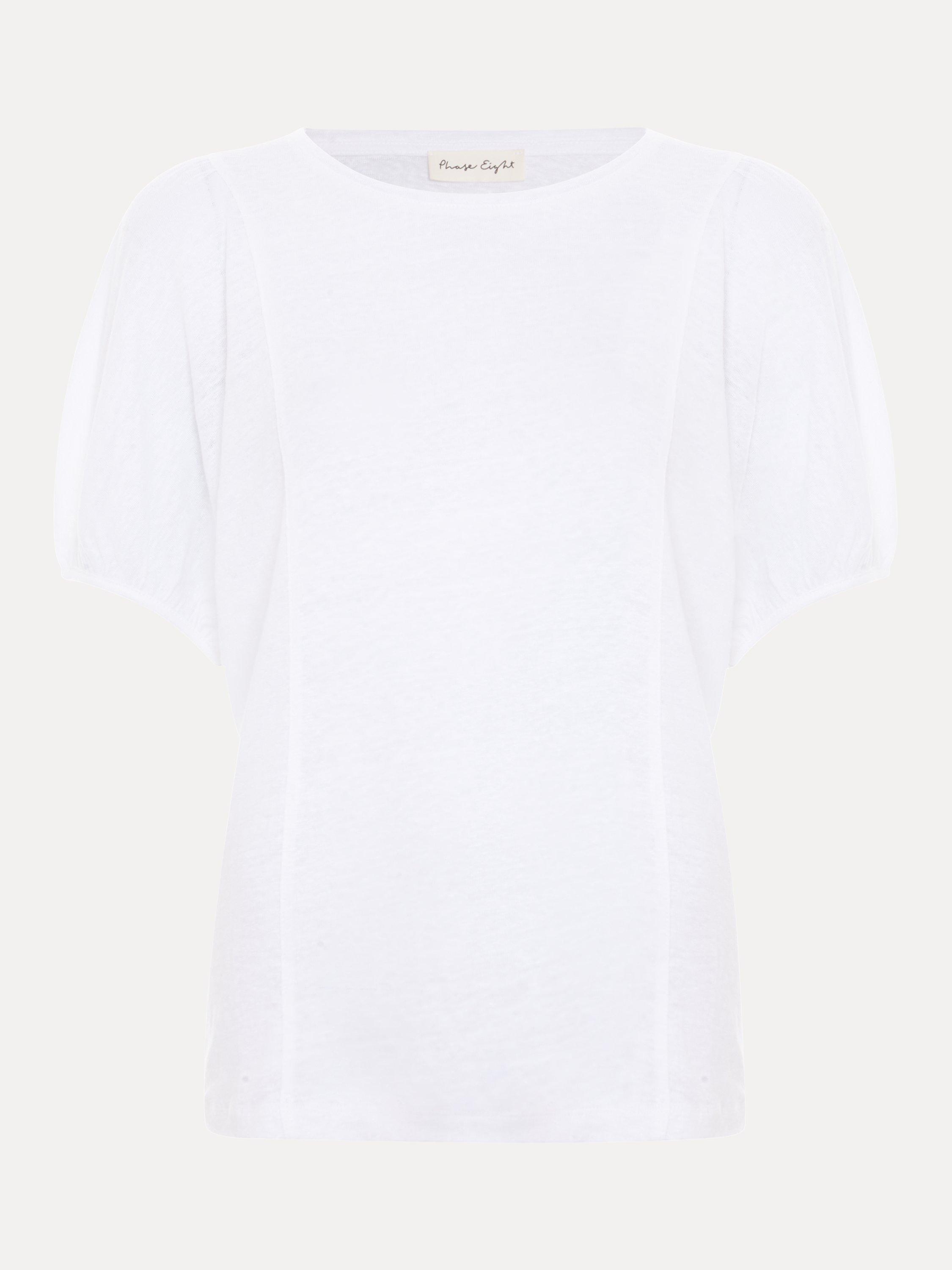 Product image 5 of 11, which shows Phase Eight Arabel Linen T-Shirt, White, 8