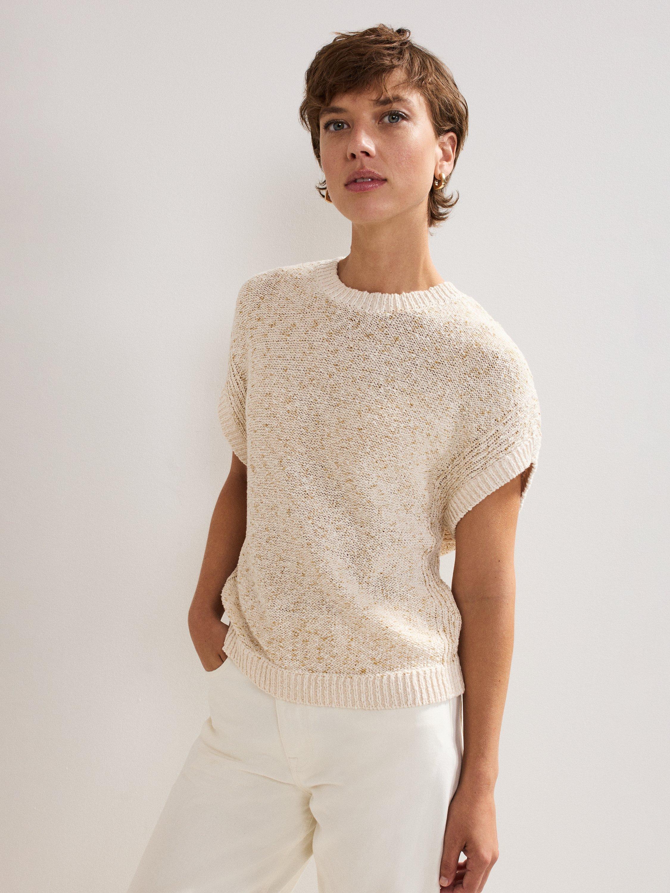 Product image 1 of 9, which shows Phase Eight Janet Cotton Blend Top, Neutral, XS