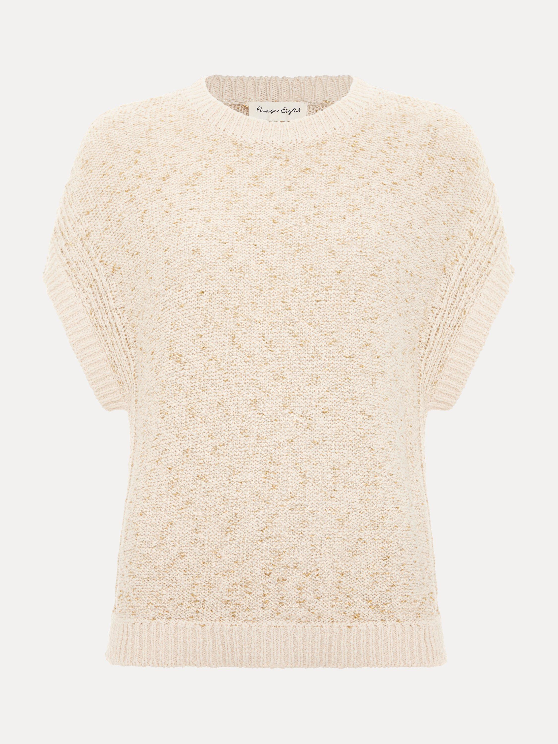 Product image 5 of 9, which shows Phase Eight Janet Cotton Blend Top, Neutral, XS