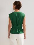 Phase Eight Mariana Linen V-Neck Button Top, Green
