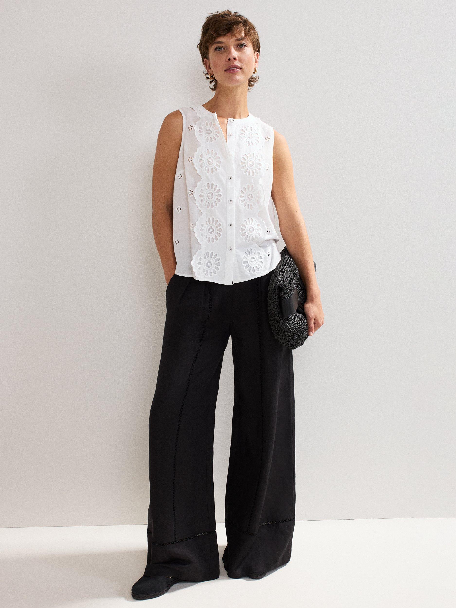 Product image 3 of 9, which shows Phase Eight Tilda Sleeveless Broderie Top, White, 8