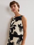 Phase Eight Linen Blend Leaf Print Vittoria Top, Black/Ivory