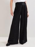 Phase Eight Ayse Linen Rich Wide Leg Trousers, Black