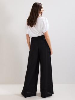 Phase Eight Ayse Linen Rich Wide Leg Trousers, Black - view 2, Black