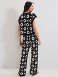 Phase Eight Maggie Crochet Knit Trousers, Black/Ivory