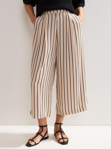 Phase Eight Malaya Stripe Print Culotte Trousers, Black/Ivory, Black/Ivory