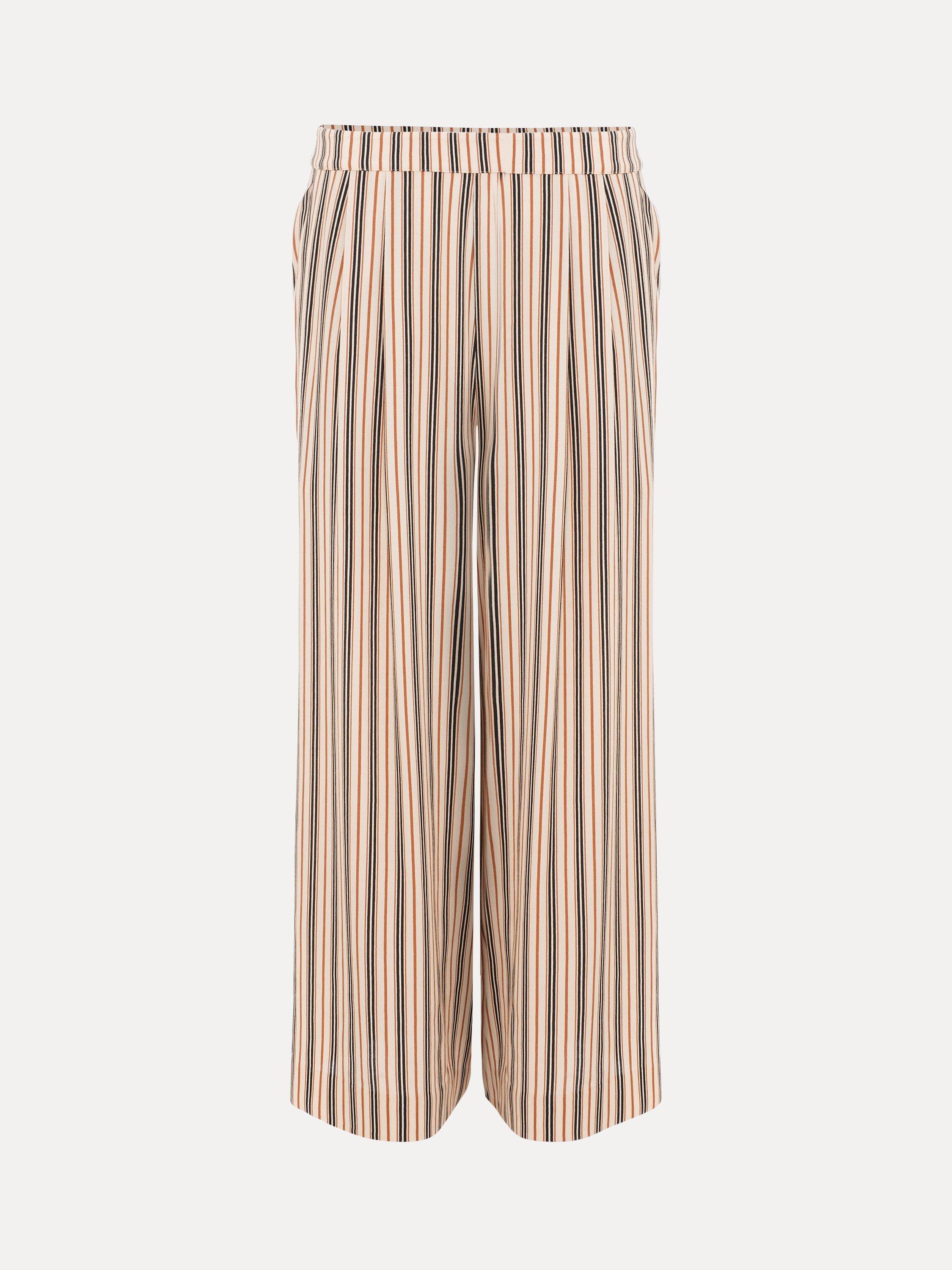 Product image 5 of 7, which shows Phase Eight Malaya Stripe Print Culotte Trousers, Black/Ivory, 8