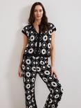 Phase Eight Maggie Floral Crochet Waistcoat, Black/Ivory