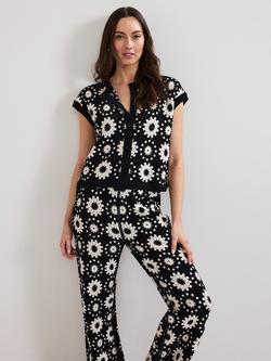 Phase Eight Maggie Floral Crochet Waistcoat, Black/Ivory, Black/Ivory