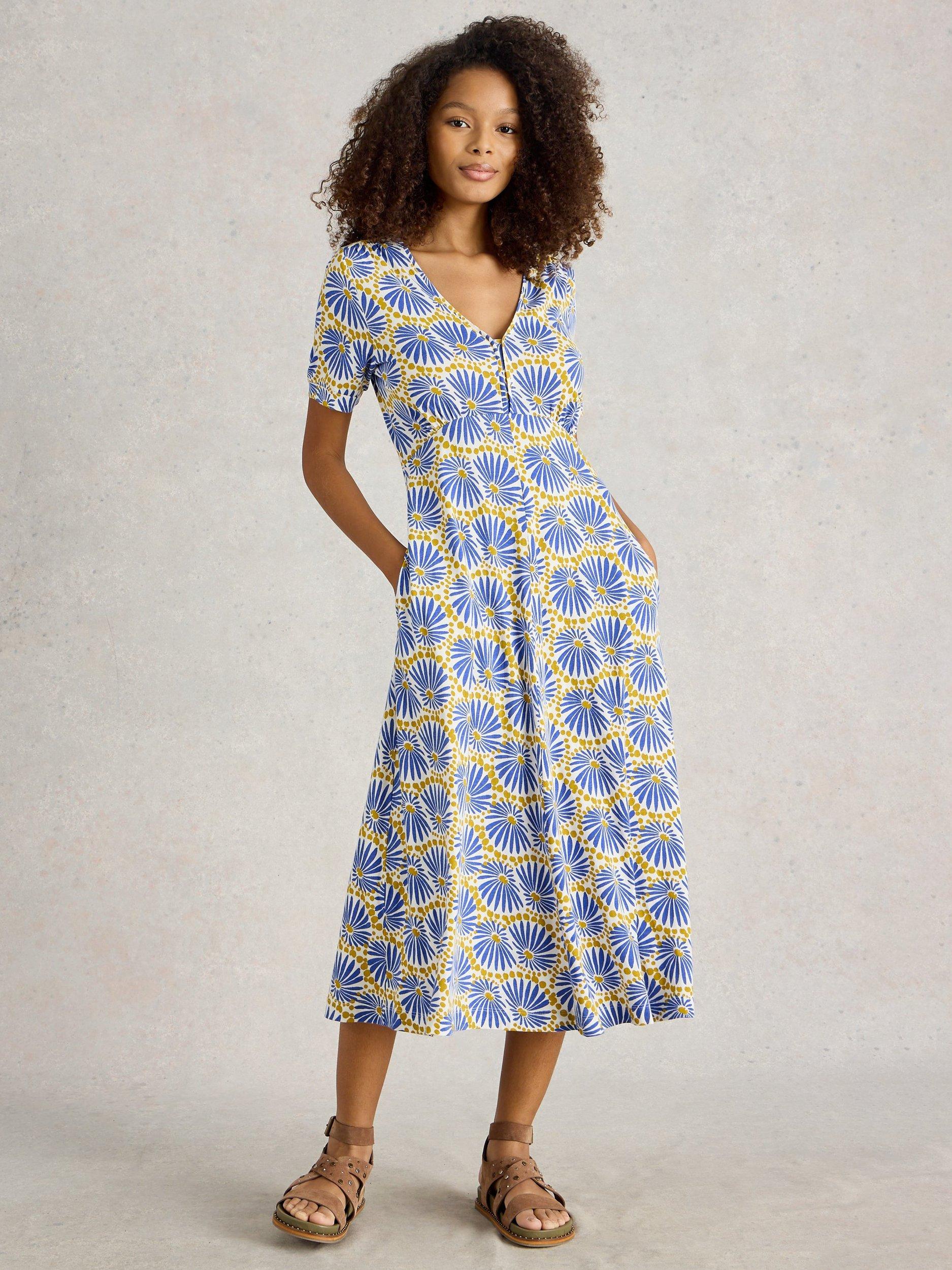 Product image 1 of 6, which shows White Stuff Megan Dress, Blue/Multi, 20