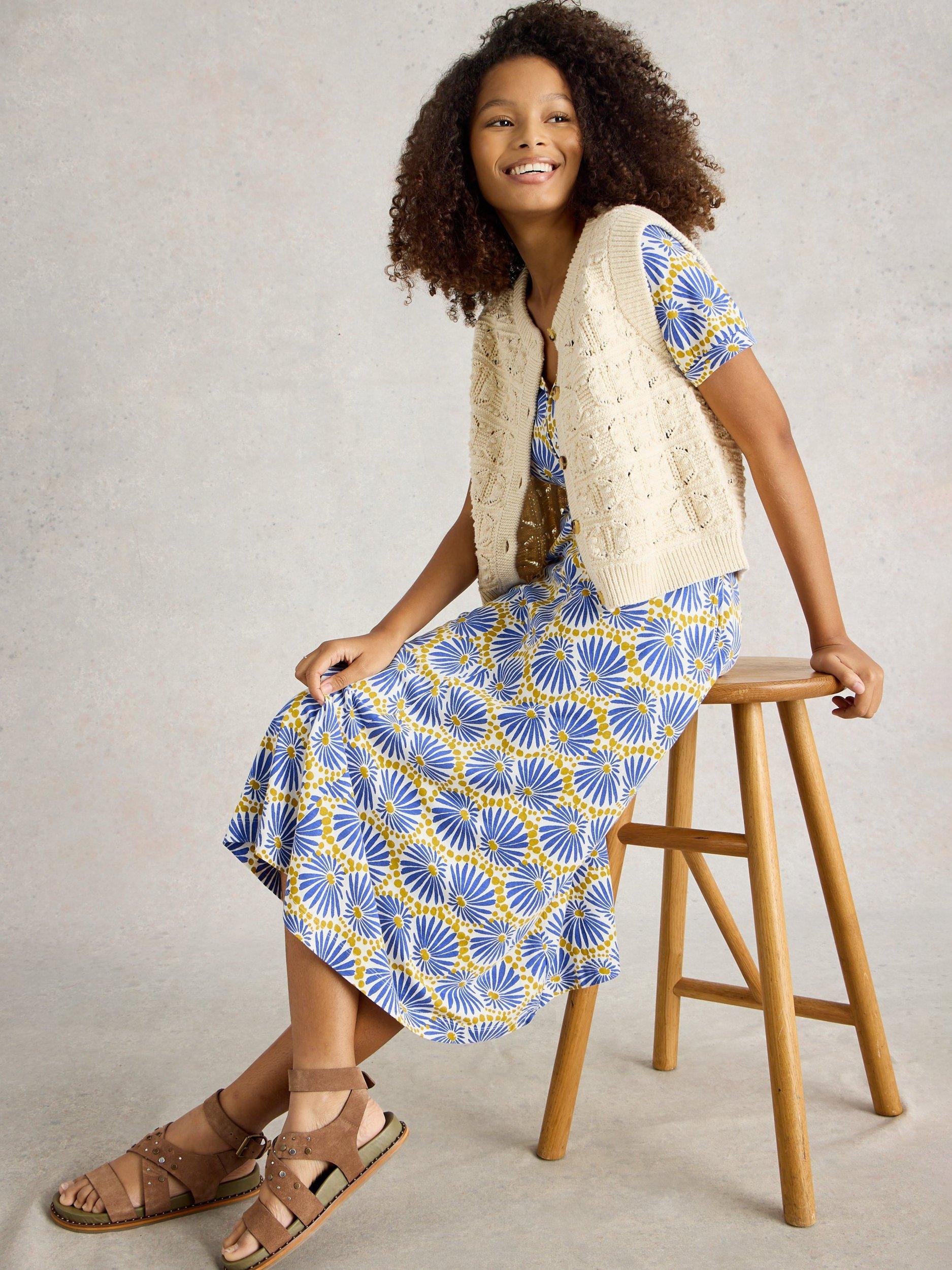 Product image 4 of 6, which shows White Stuff Megan Dress, Blue/Multi, 20