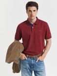 GANT Cotton Blend Regular Fit Contrast Logo Pique Polo Shirt, Plumped Red
