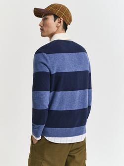 GANT Wool Blend Stripe Long Sleeve Rugby Polo Shirt - view 2, Marine