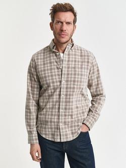 GANT Cotton Regular Fit Cord Check Shirt, Greige, Greige