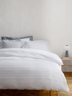 John Lewis Leyton Pure Cotton Waffle Stripe Bedding - view 2, Blue