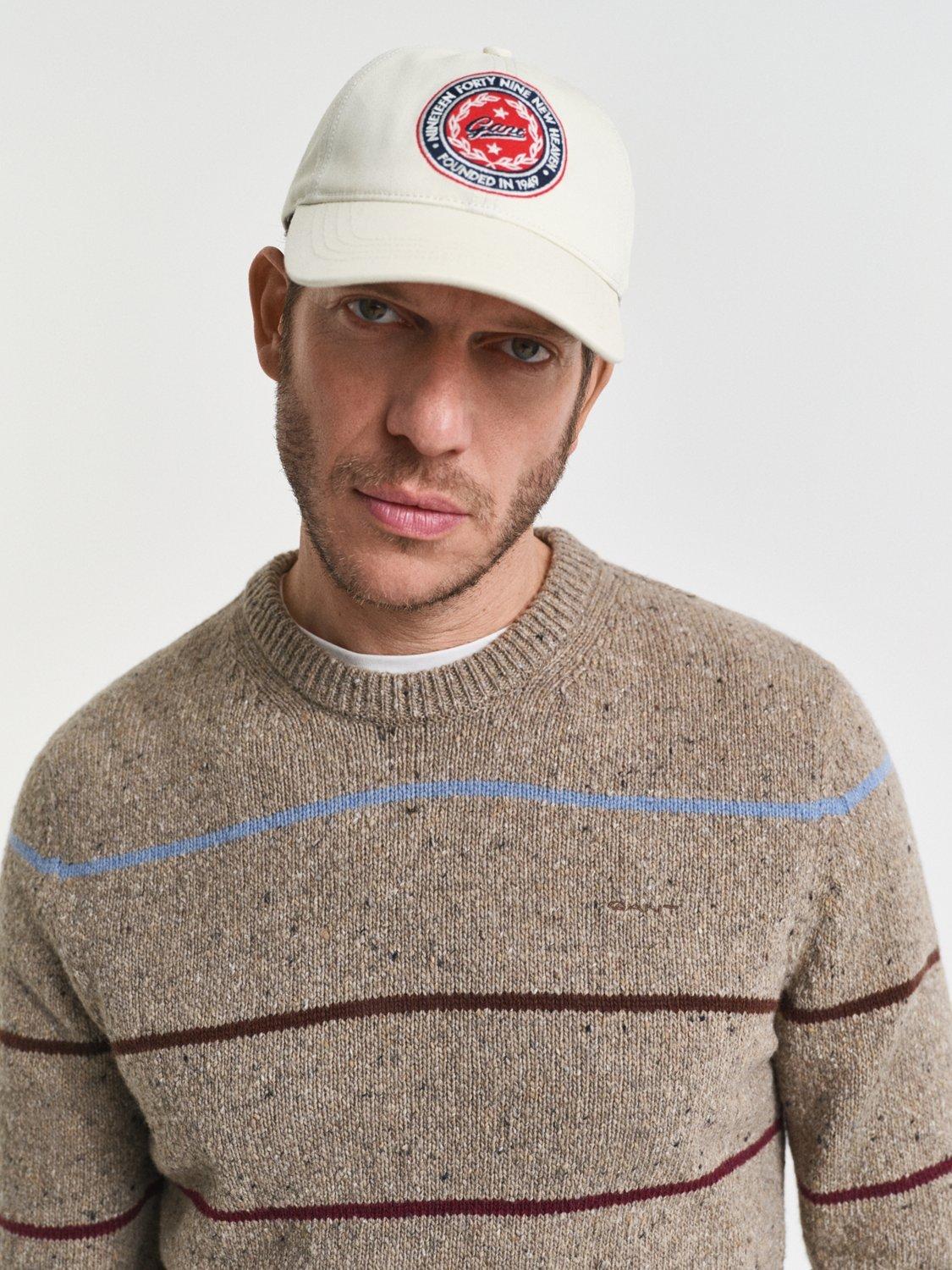 Product image 4 of 4, which shows GANT Striped Wool Blend Jumper, Dk. Sand Melange, XL