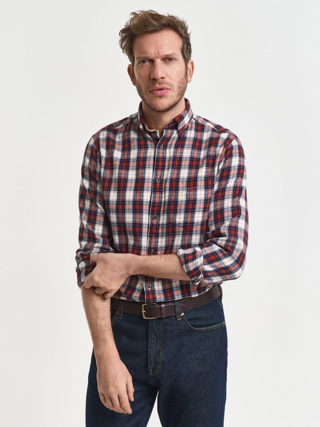 Product image 1 of 5, which shows GANT Cotton Regular Fit Flannel Check Shirt, Modern Rust, XXL