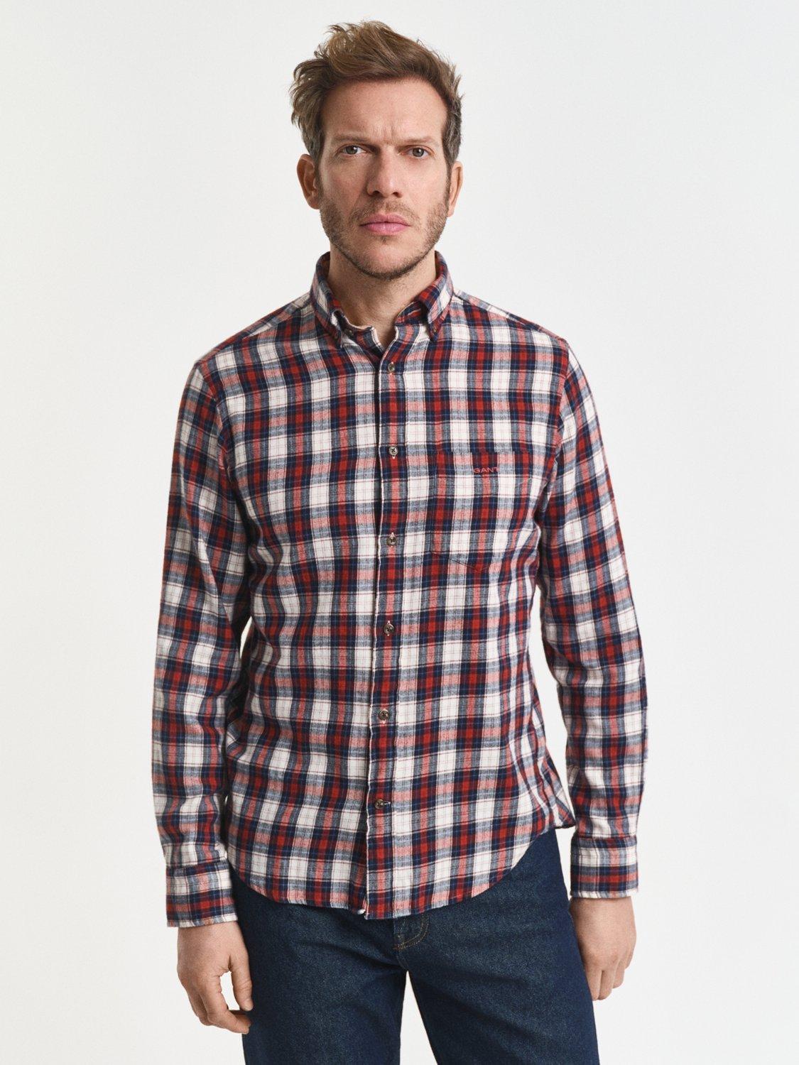 Product image 2 of 5, which shows GANT Cotton Regular Fit Flannel Check Shirt, Modern Rust, XXL