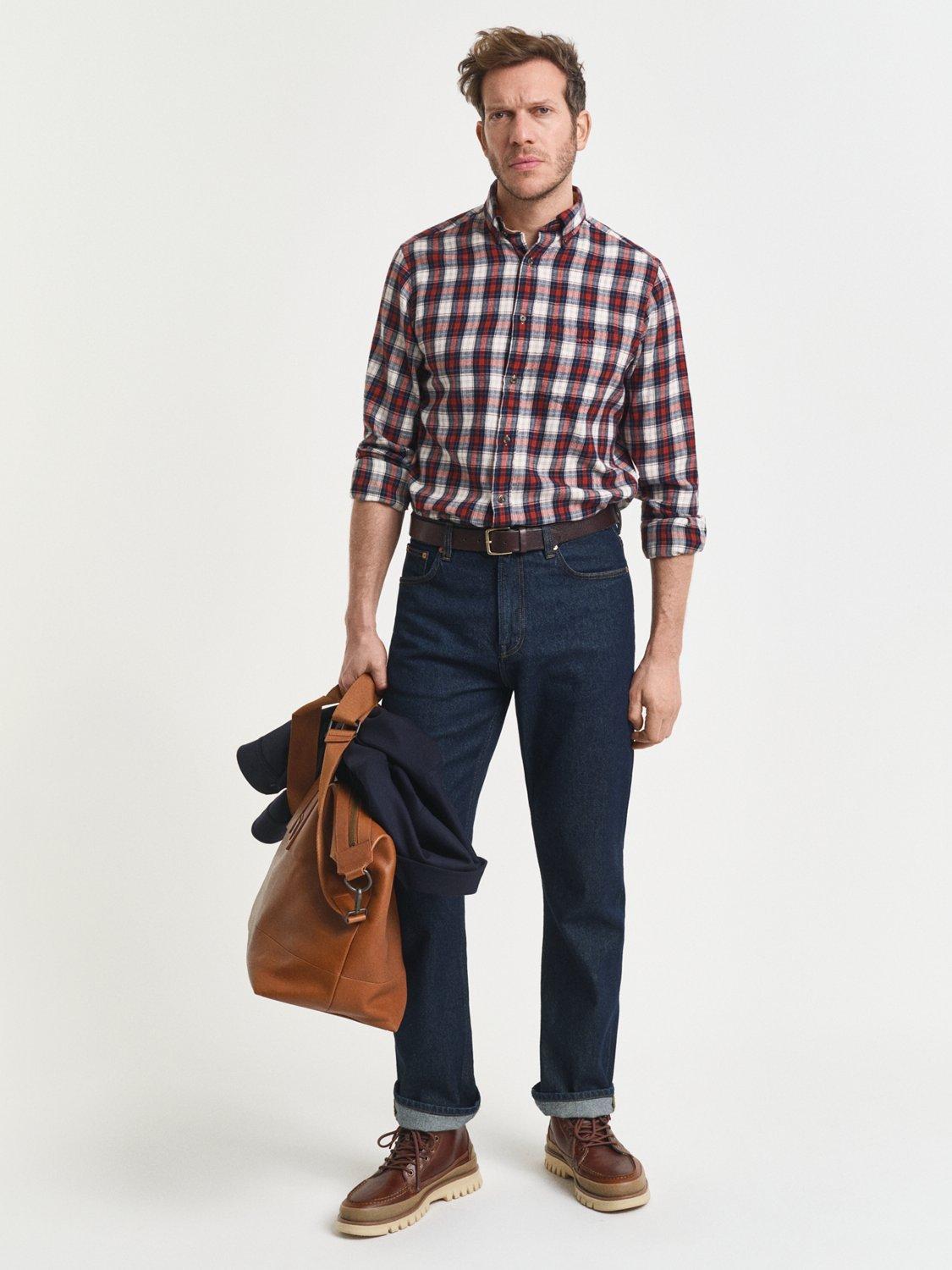 Product image 4 of 5, which shows GANT Cotton Regular Fit Flannel Check Shirt, Modern Rust, XXL
