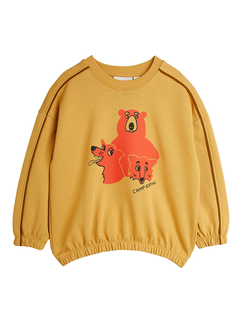 Product image 1 of 4, which shows Mini Rodini Kids' Camp Rodini Sweatshirt, Beige, 18-36 months