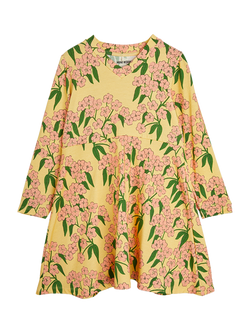 Mini Rodini Kids' Long Sleeved Alpine Flowers Dress, Yellow, Yellow