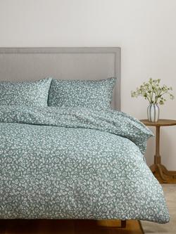 John Lewis Marlow Trailing Cotton Duvet Cover Set, Sage - view 2, Sage