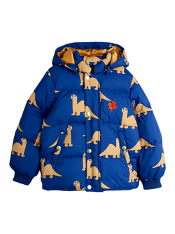 Mini Rodini Kids' Dino Hooded Puffer Jacket, Navy, Navy