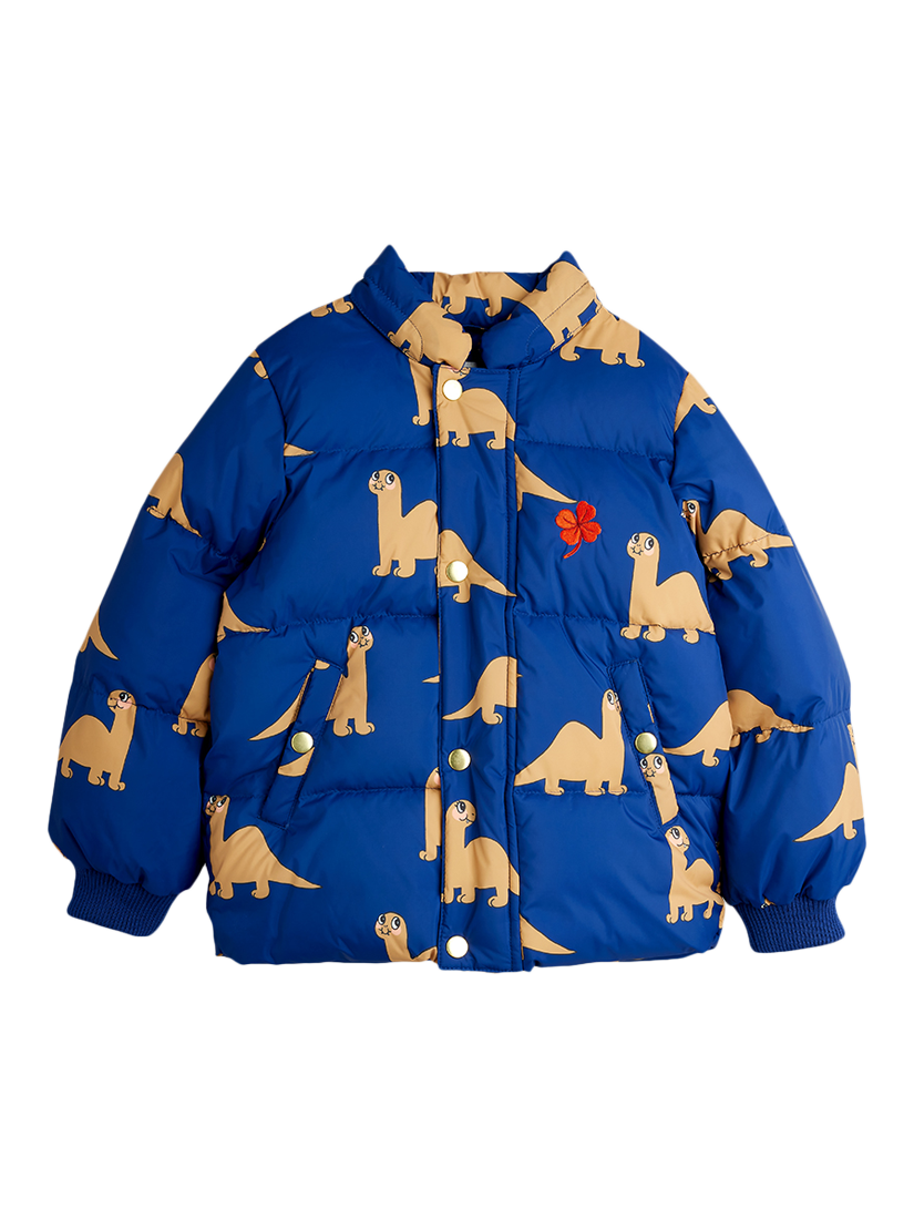Product image 4 of 4, which shows Mini Rodini Kids' Dino Hooded Puffer Jacket, Navy, 9-18 months