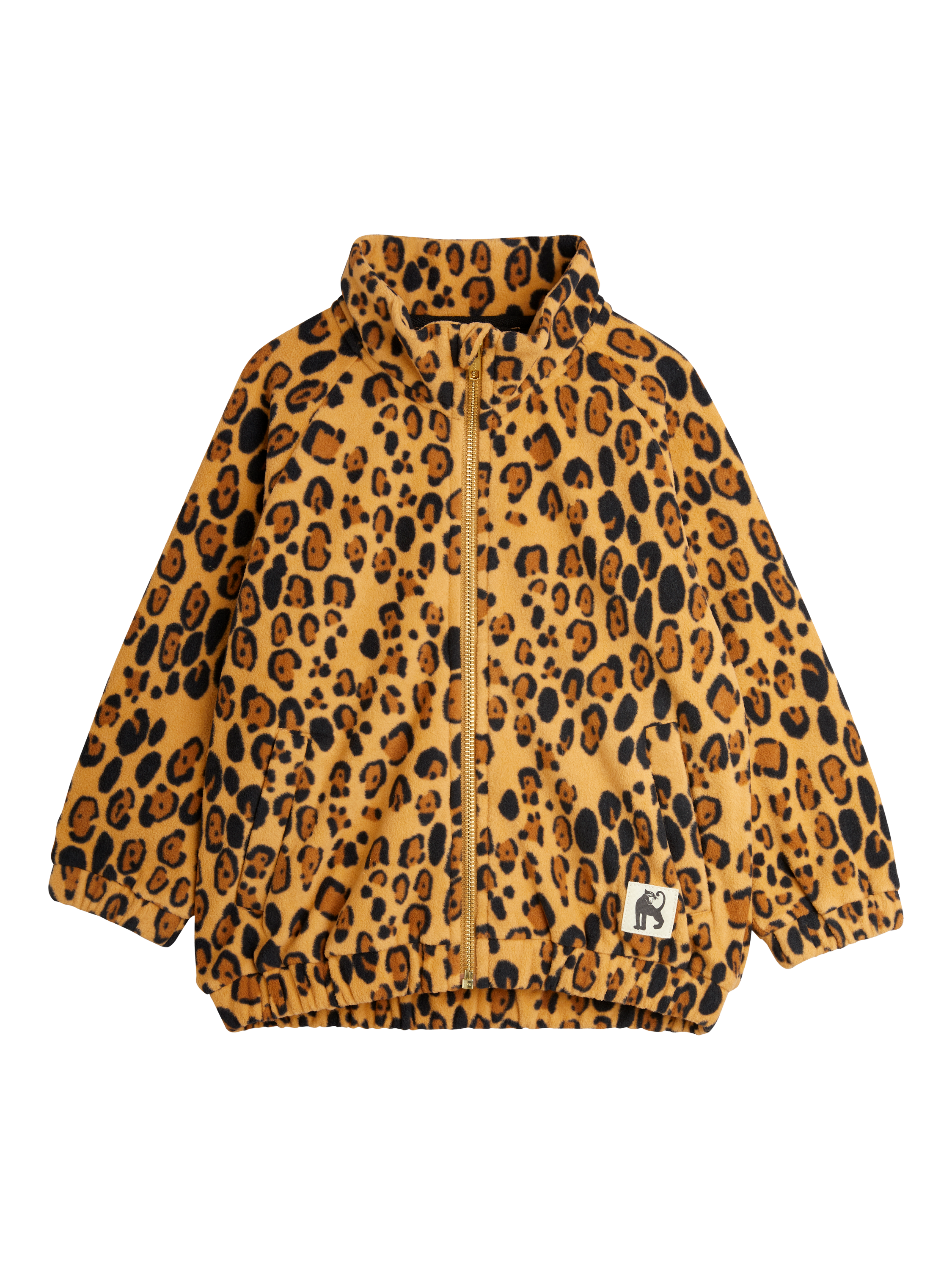 Product image 1 of 3, which shows Mini Rodini Kids' Zip-Up Fleece Jacket, Leopard Print, 1-4 months